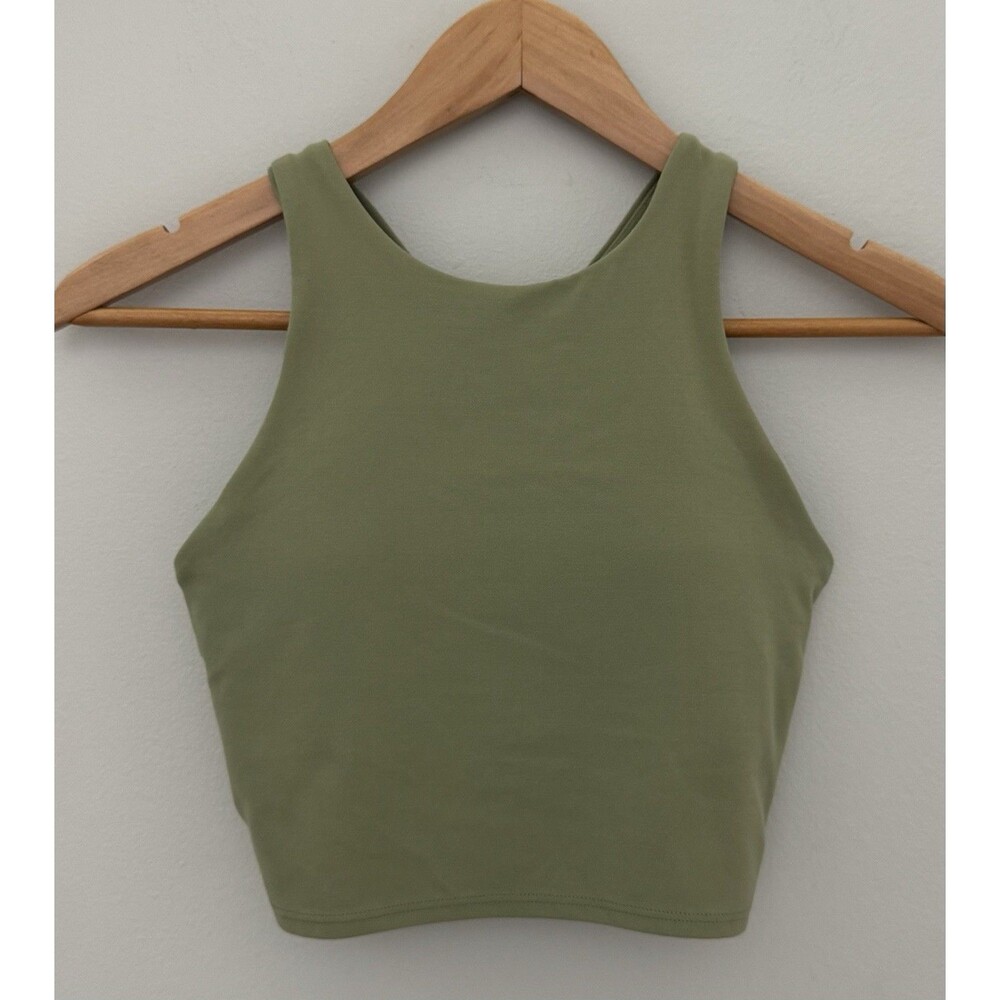Athleta XS High Neck Sage Green Crop Sports Bra